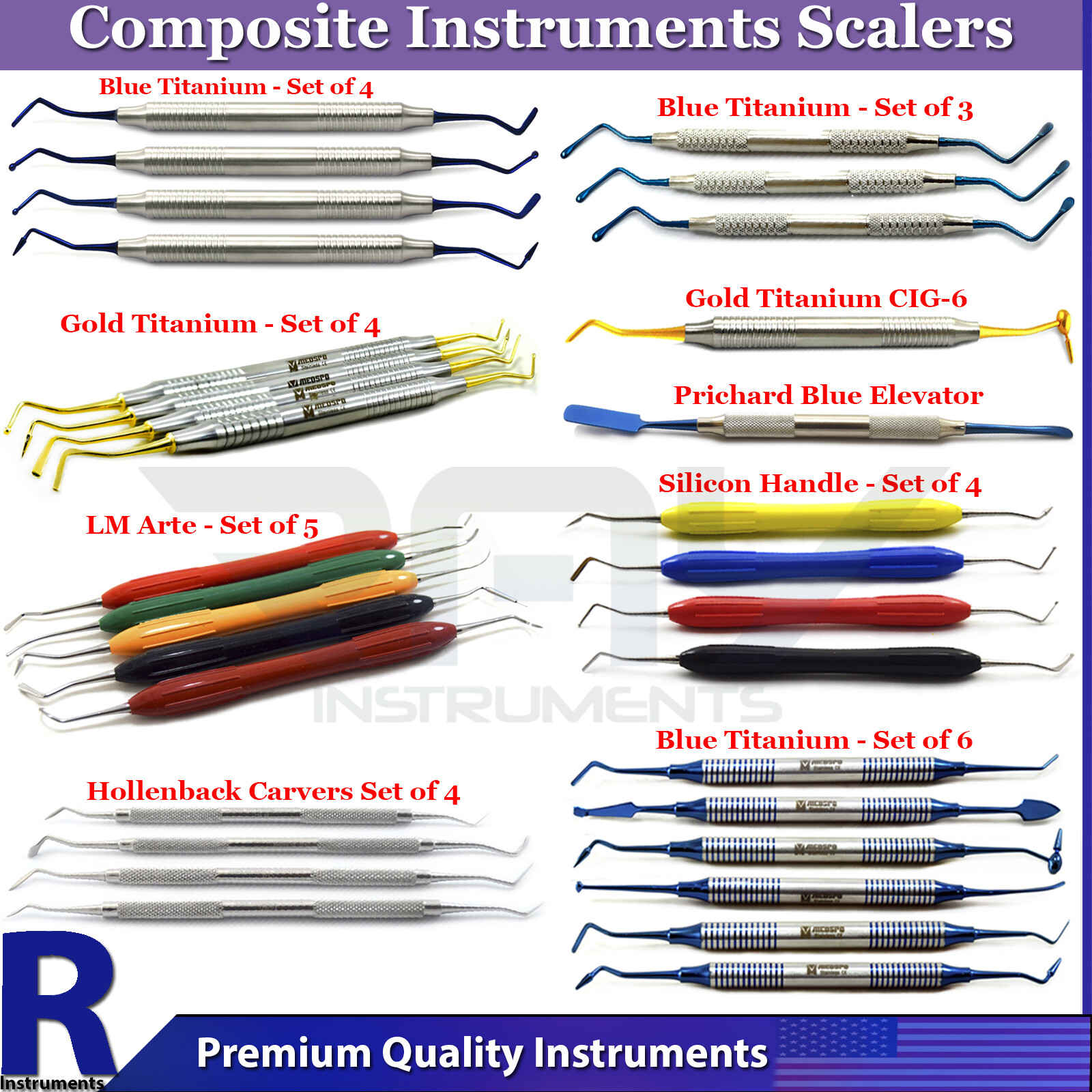 Range of Dental Composite Filling Instruments Kit Restoration Placement Kit