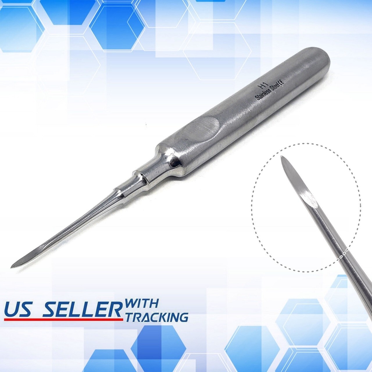 STAINLESS STEEL DENTAL HEIDBRINK ROOT TIP PICK ELEVATOR H1 STRAIGHT SLIM HANDLE
