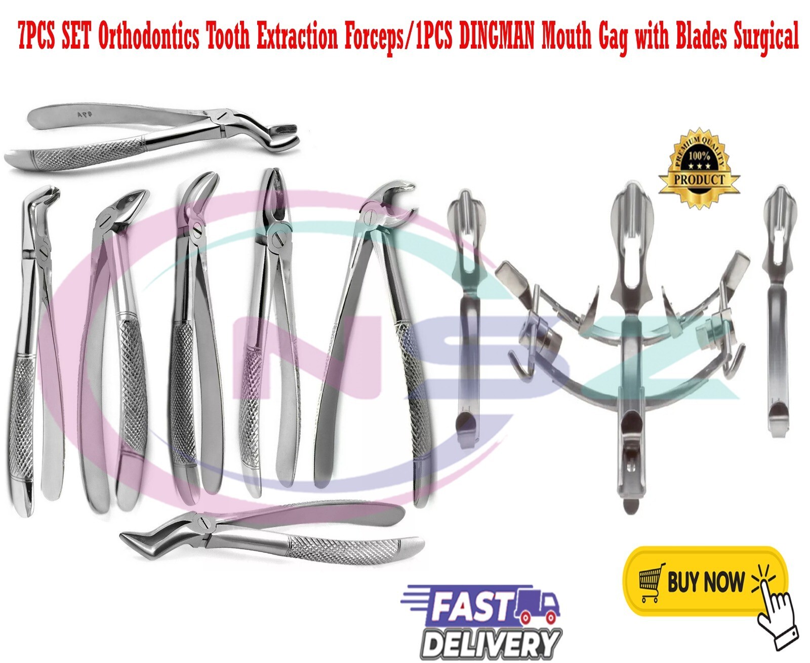 Orthodontics Tooth Extraction Forceps/DINGMAN Mouth Gag with Blades Surgical ins