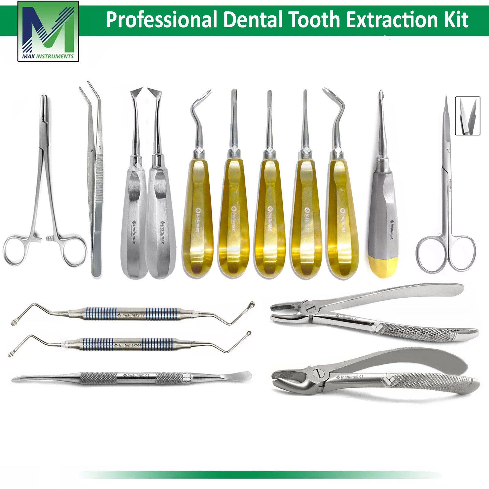 Dental Tooth Extraction Instruments Elevators Forceps Extracting Root Tip Picks