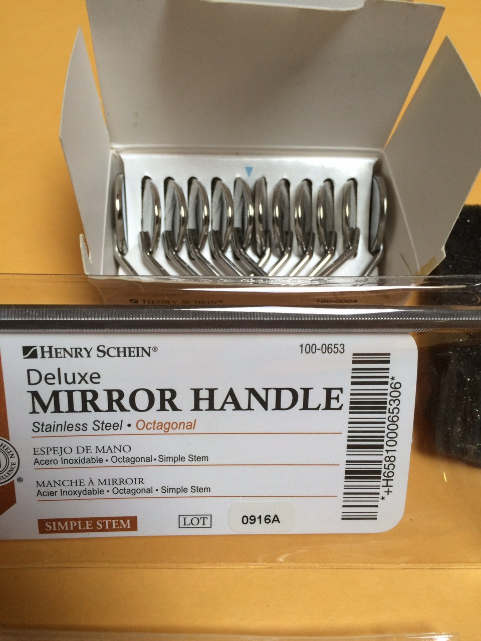 Dental Premium 12 x Mouth Mirror heads simple stem #4 Plain + Free Handle