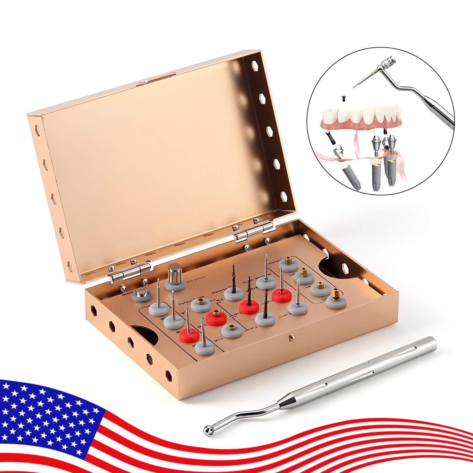 Dental Bur Burs Holder Block Disinfection Box Aluminium Autoclave 9Holes Blue DL