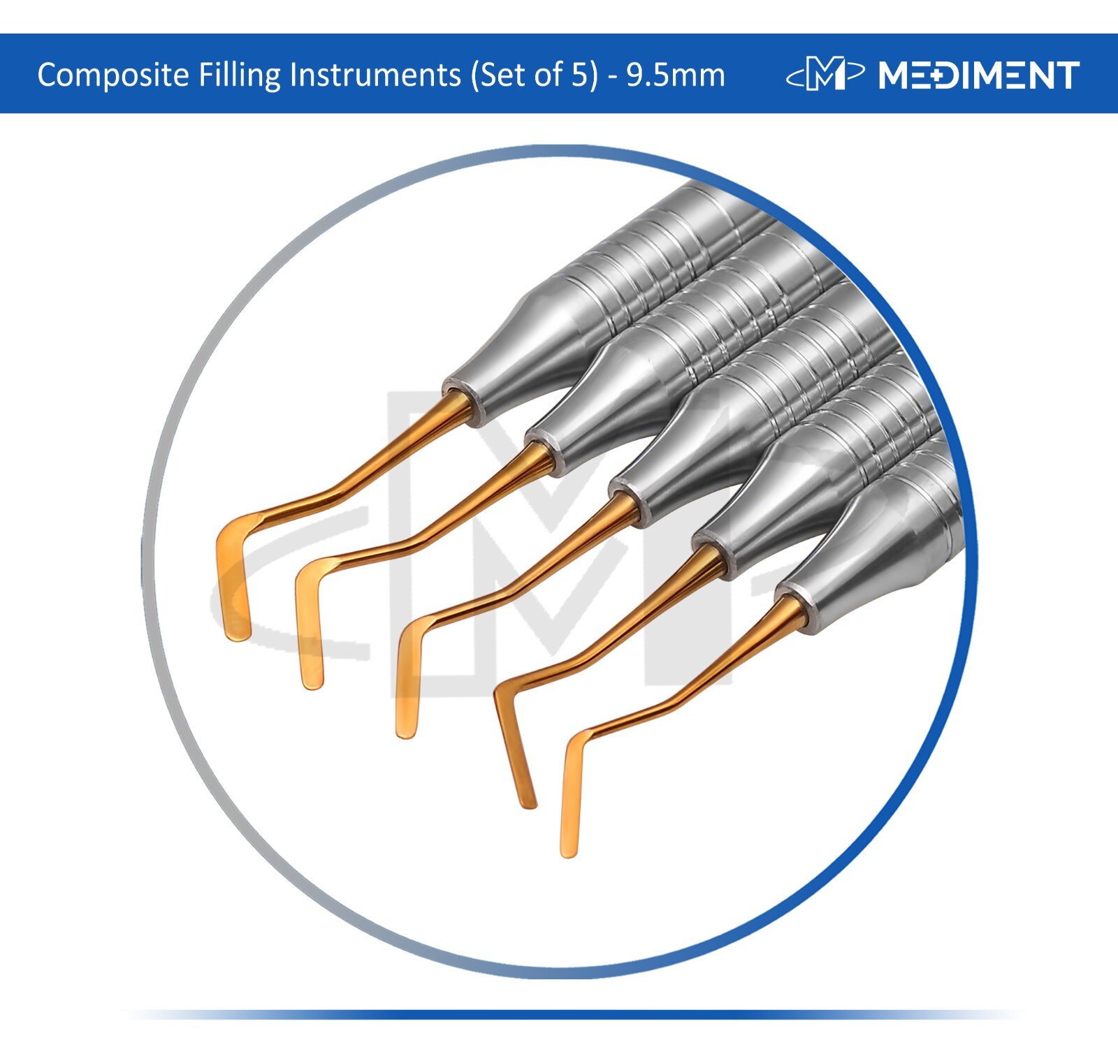 5 Pcs Dental Composite Filling Instrument Gold Titanium Coated Restorative Kit