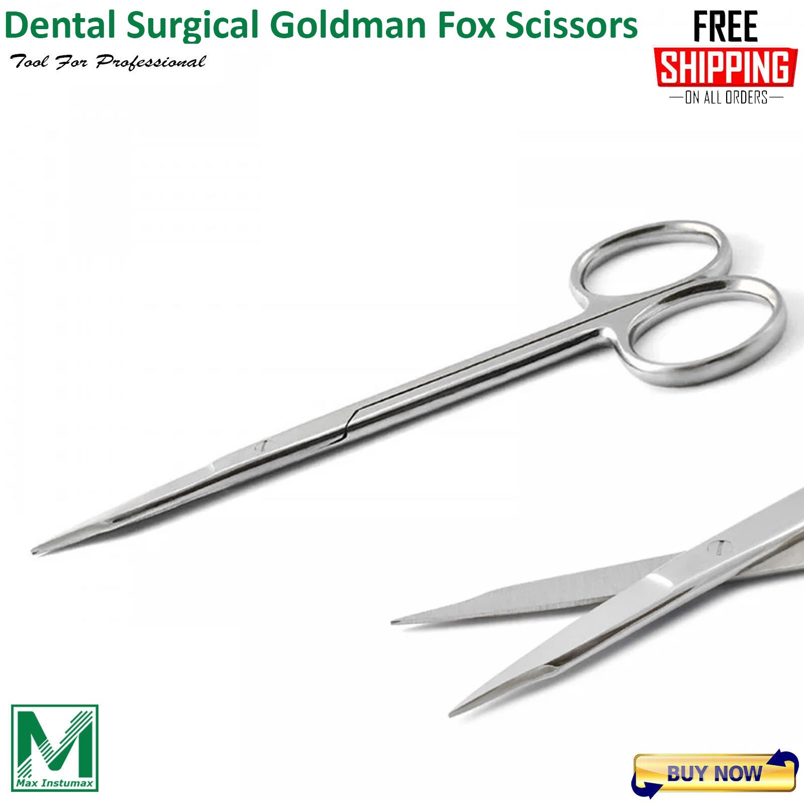 Surgical Goldman-Fox Scissors Tissue Suture Cutting Dental Straight Scissor