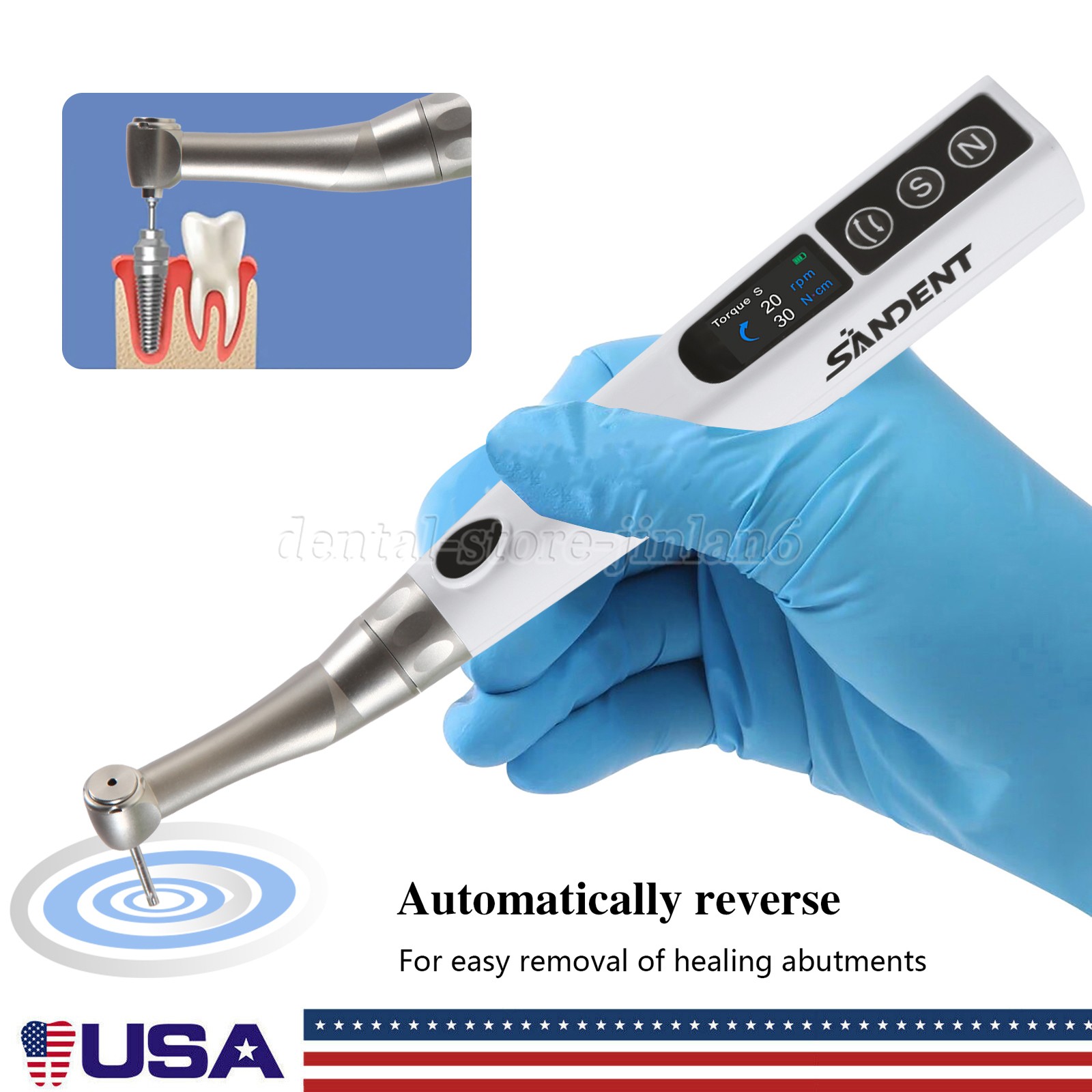 Dental Electric Torque Wrench Tip 360° Cordless Endodontic Implant Handpiece new