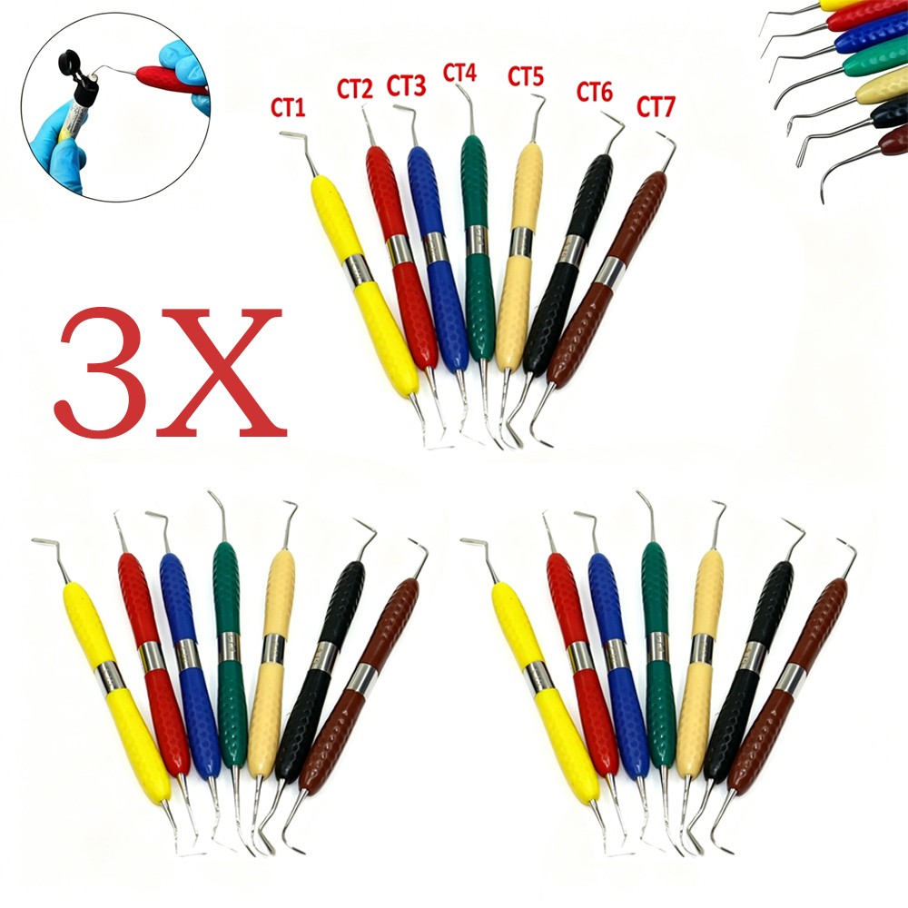3x Dental Composite Resin Filling Instrument Spatulas CT1-CT7 Hand Plugger/Tip
