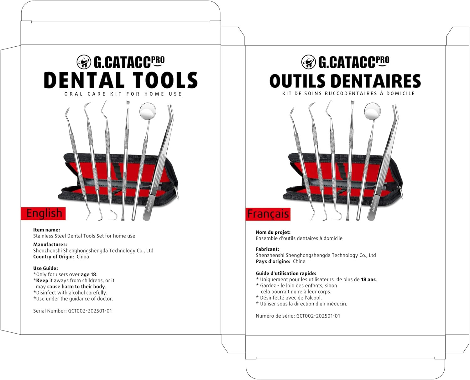 Professional Dental Hygiene Kit with Stainless Steel Tools and Case