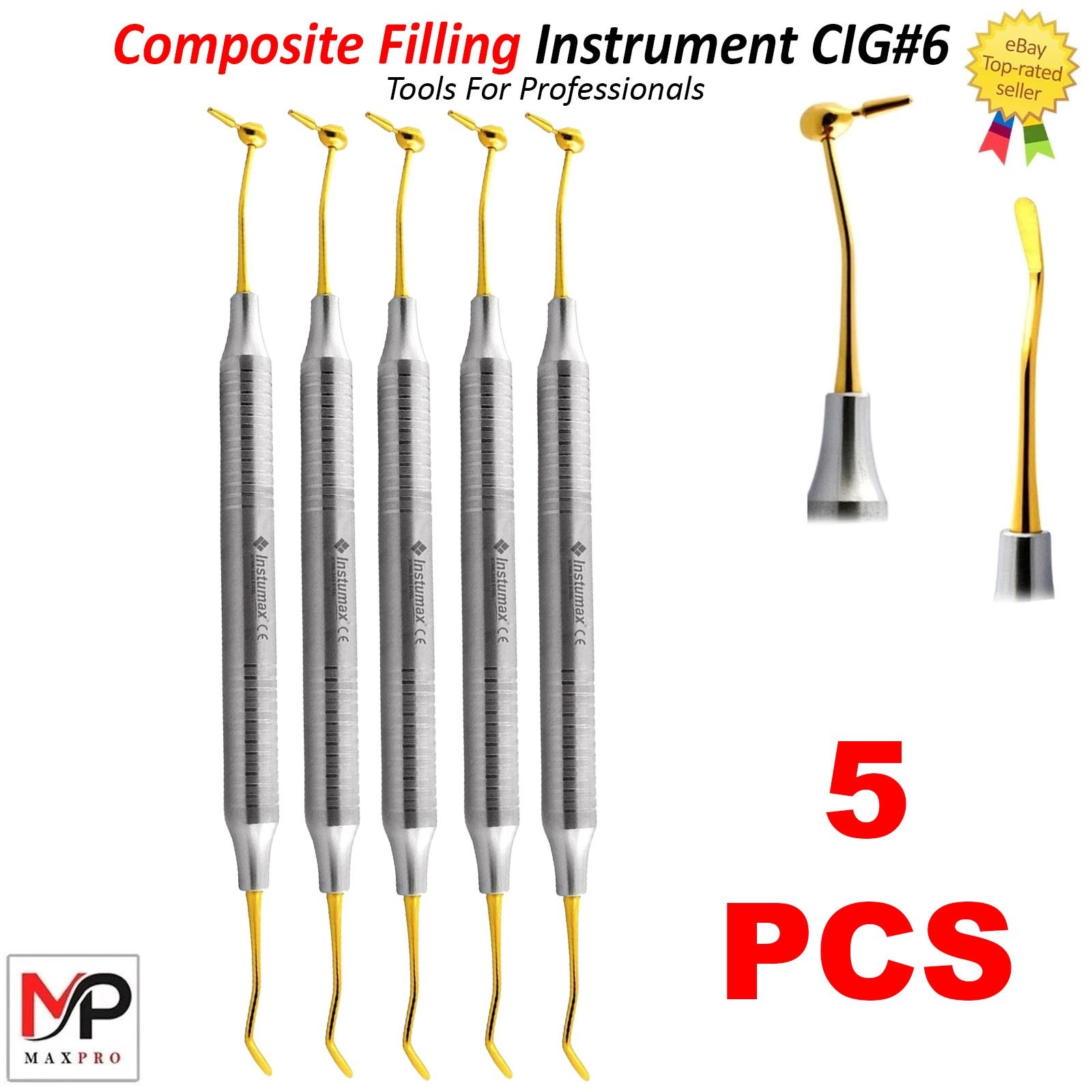Dental Composite Instrument #6 Titanium Gold CIG6 Plastic Filling Restorations