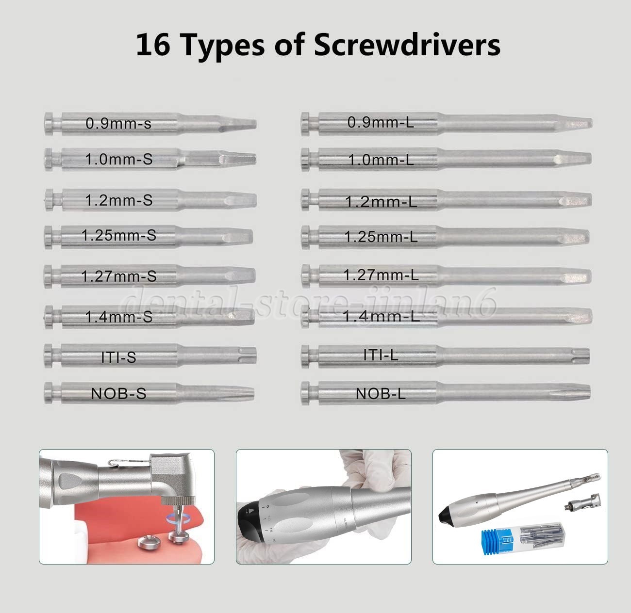 Dental Universal Implant Kit Torque Wrench Contra Angle & 16pcs Drivers Silver