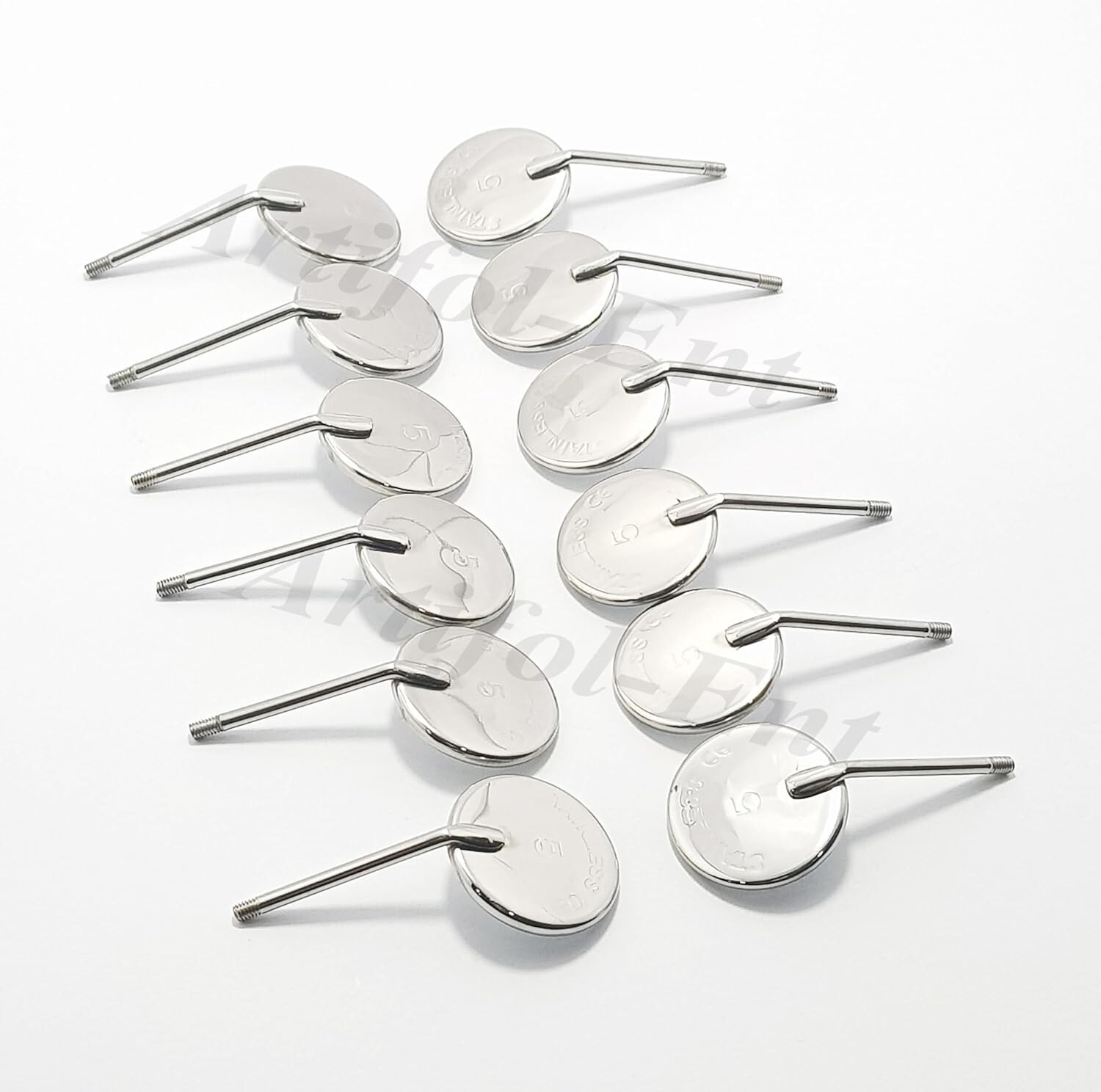 Pack of 12 Pcs Dental Mouth Mirrors # 5 with 2 Pcs Unique Mirror Handle