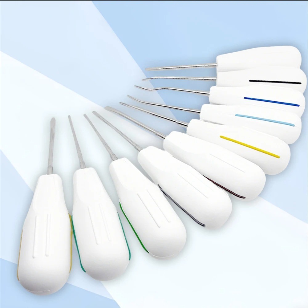 10Pc Dental Luxating Elevator Set Curved Root Elevators Surgical Stainless Steel
