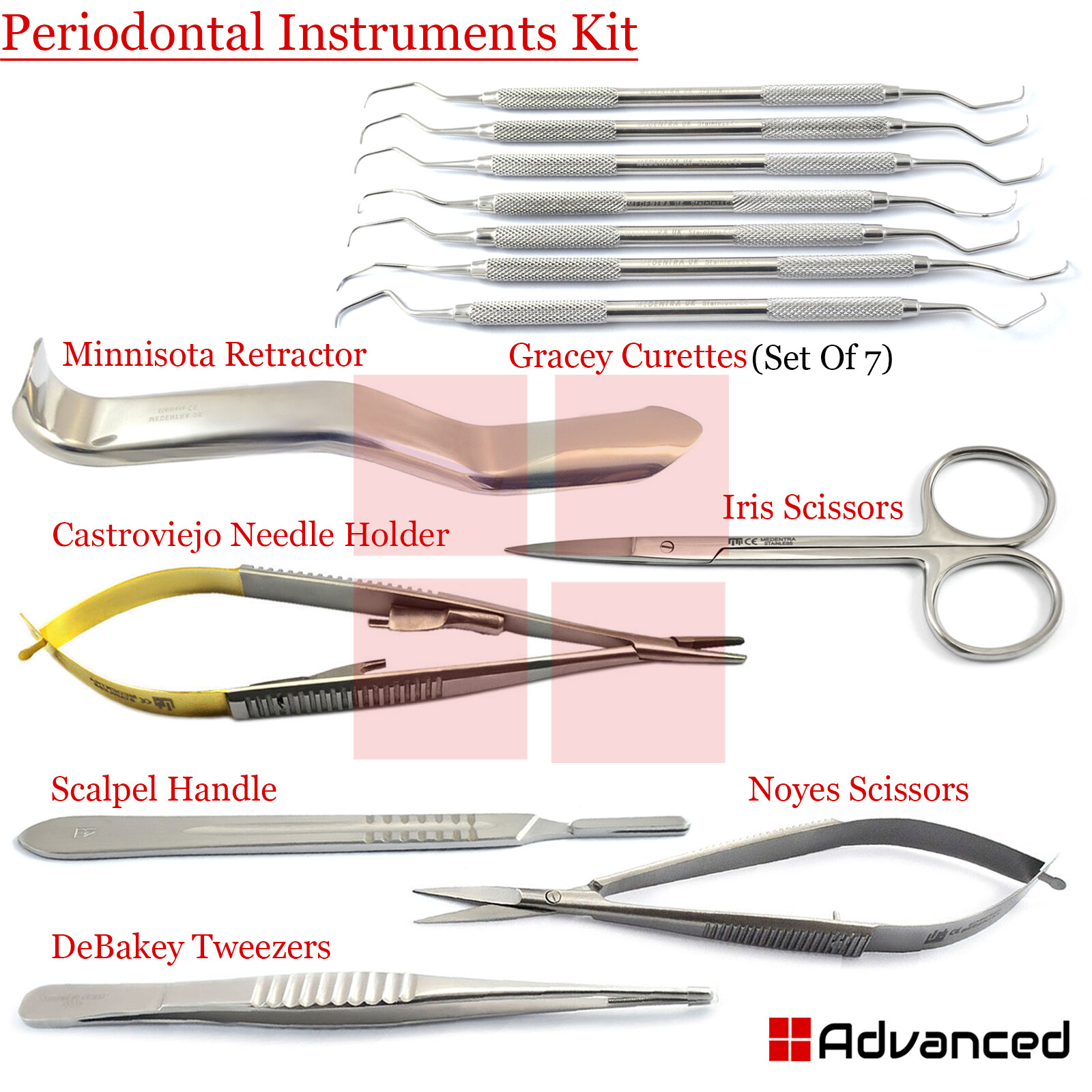 Dental Periodontal Instruments Gracey Curettes SubGingival Scaler Micro Surgery