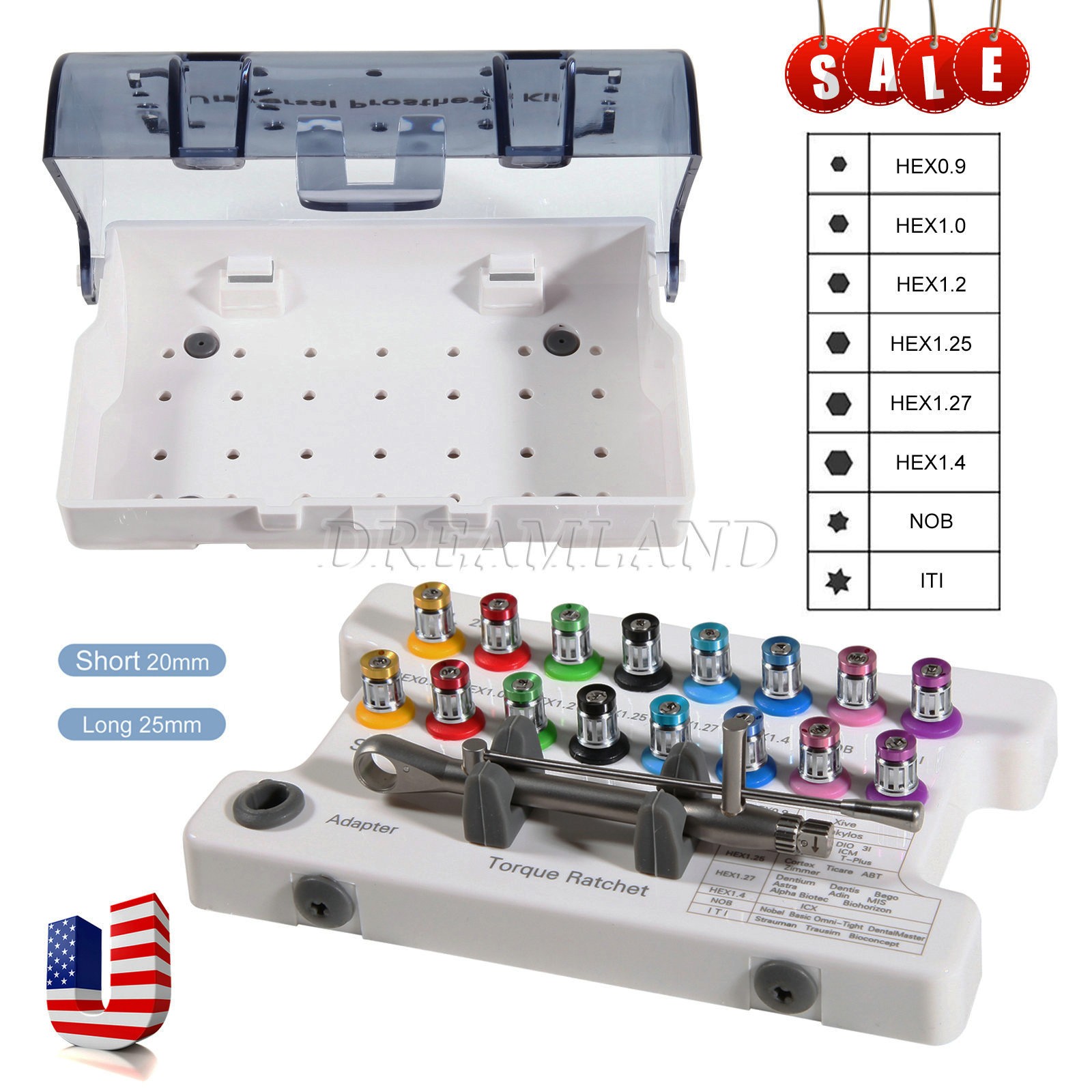 Universal Implant Abutment Prosthetic Kit Ratchet General Box for Dental