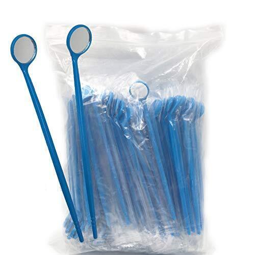 100Pcs Disposable Dental Plastic Oral Exam Mouth Mirrors Anti-fog Reflector Blue