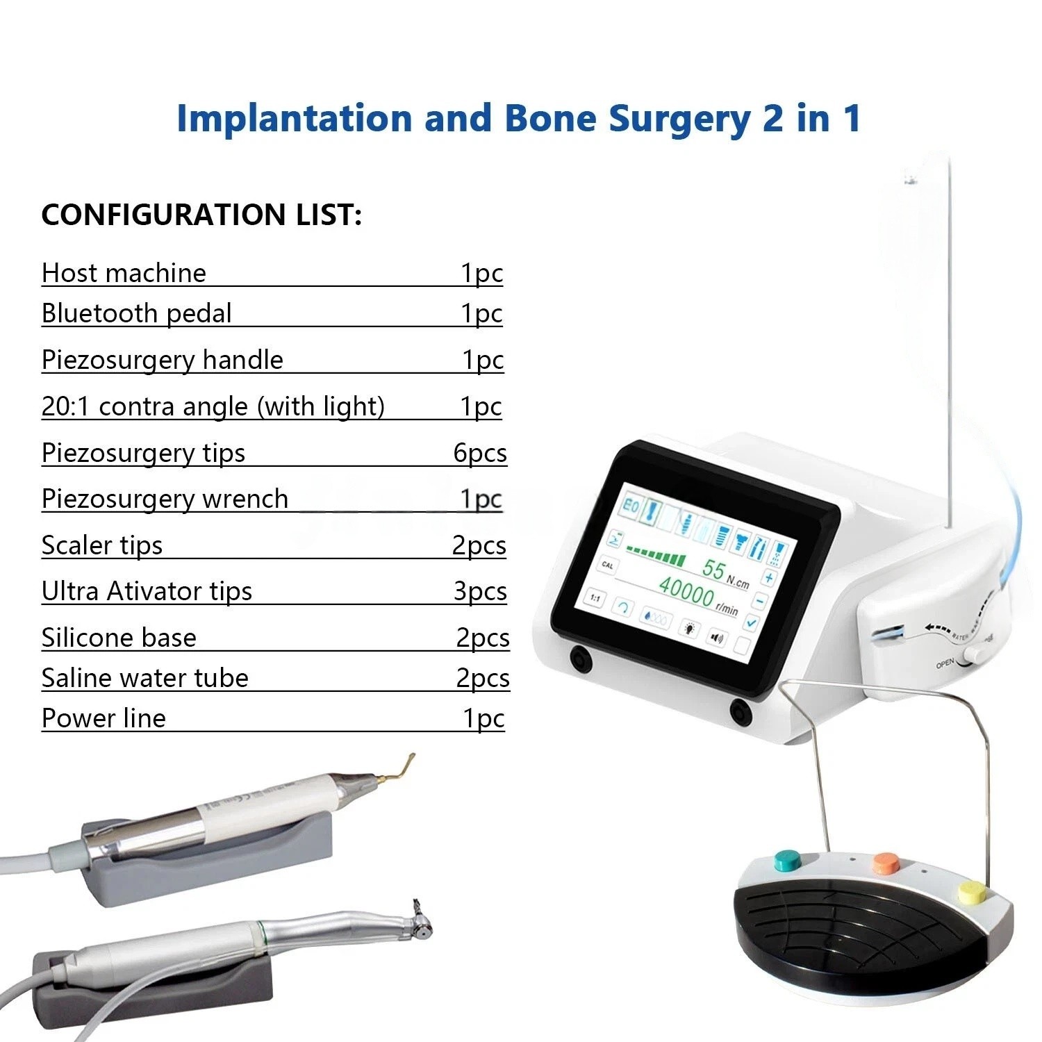 LED Dental Surgical Piezo Bone Ultrasurgery 2 x LED Handpiece