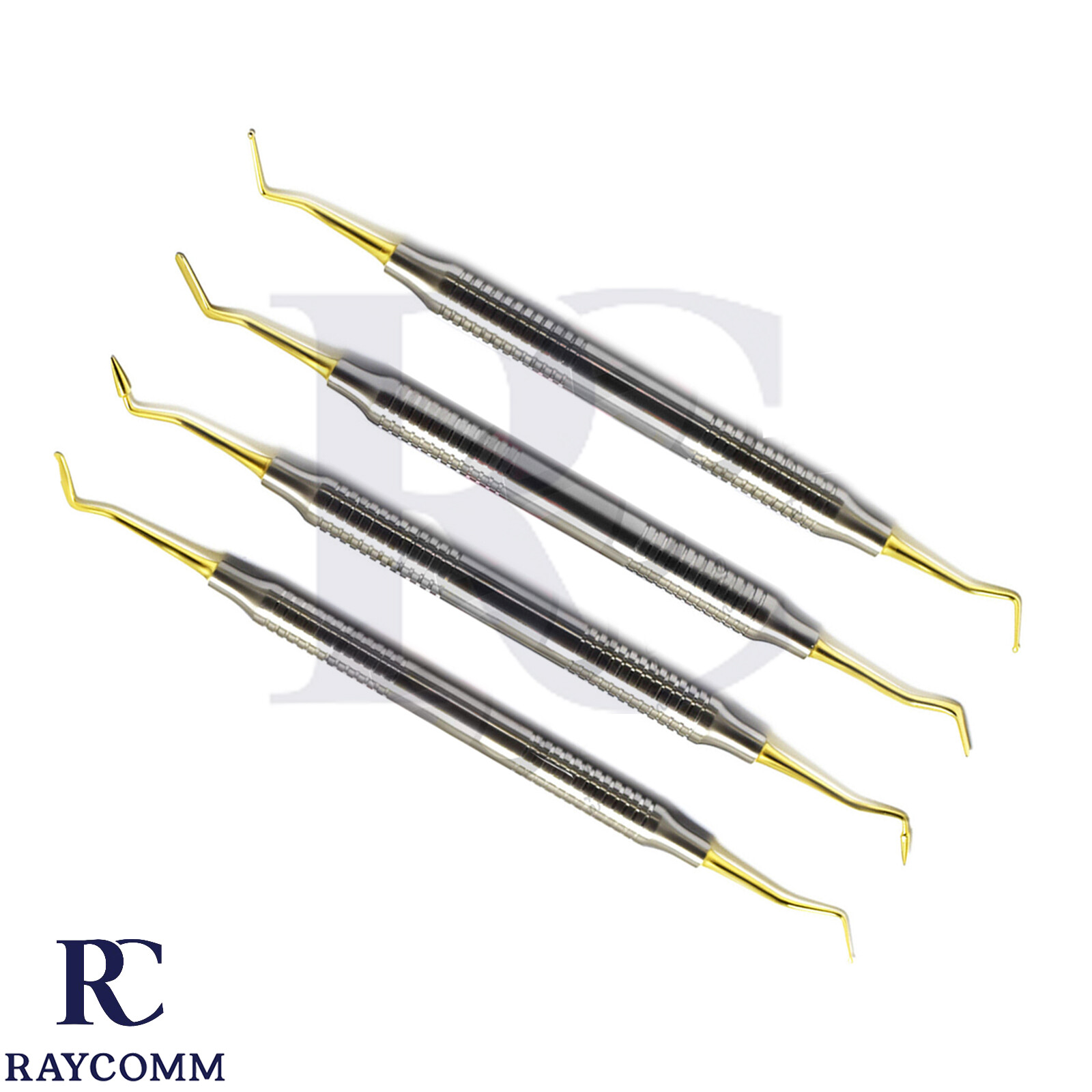 Dental Composite Filling Instruments Restoration Gold Titanium Coated Set Of 4