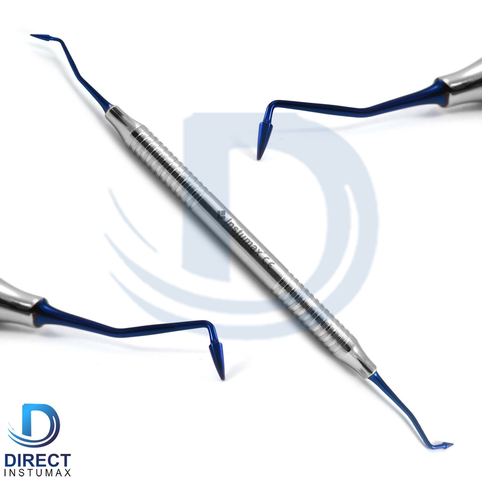 Dental Composite Filling Instruments Set Of 4 Titanium Blue Coated + Cassette