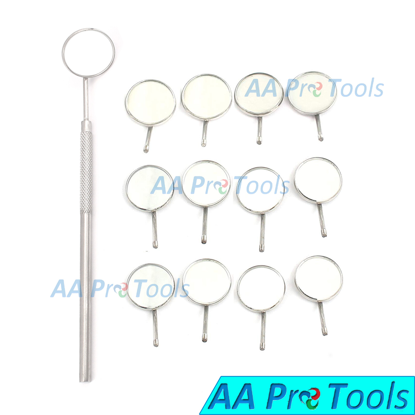 12 Dental Mouth Mirrors #5 Cone Socket with 1 FREE Handle
