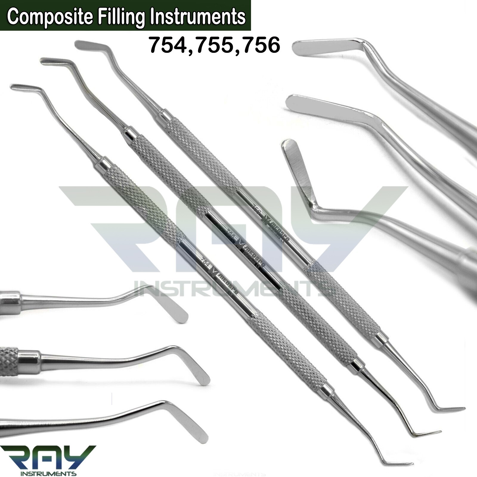 Set of 3 Dental Flat Plastic Composite Filling Instruments Restorative Tools