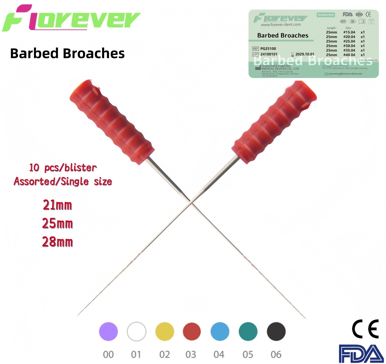 30pcs/100pcs Forever Dental Barbed Broaches Root Canal Files Endodontics Use