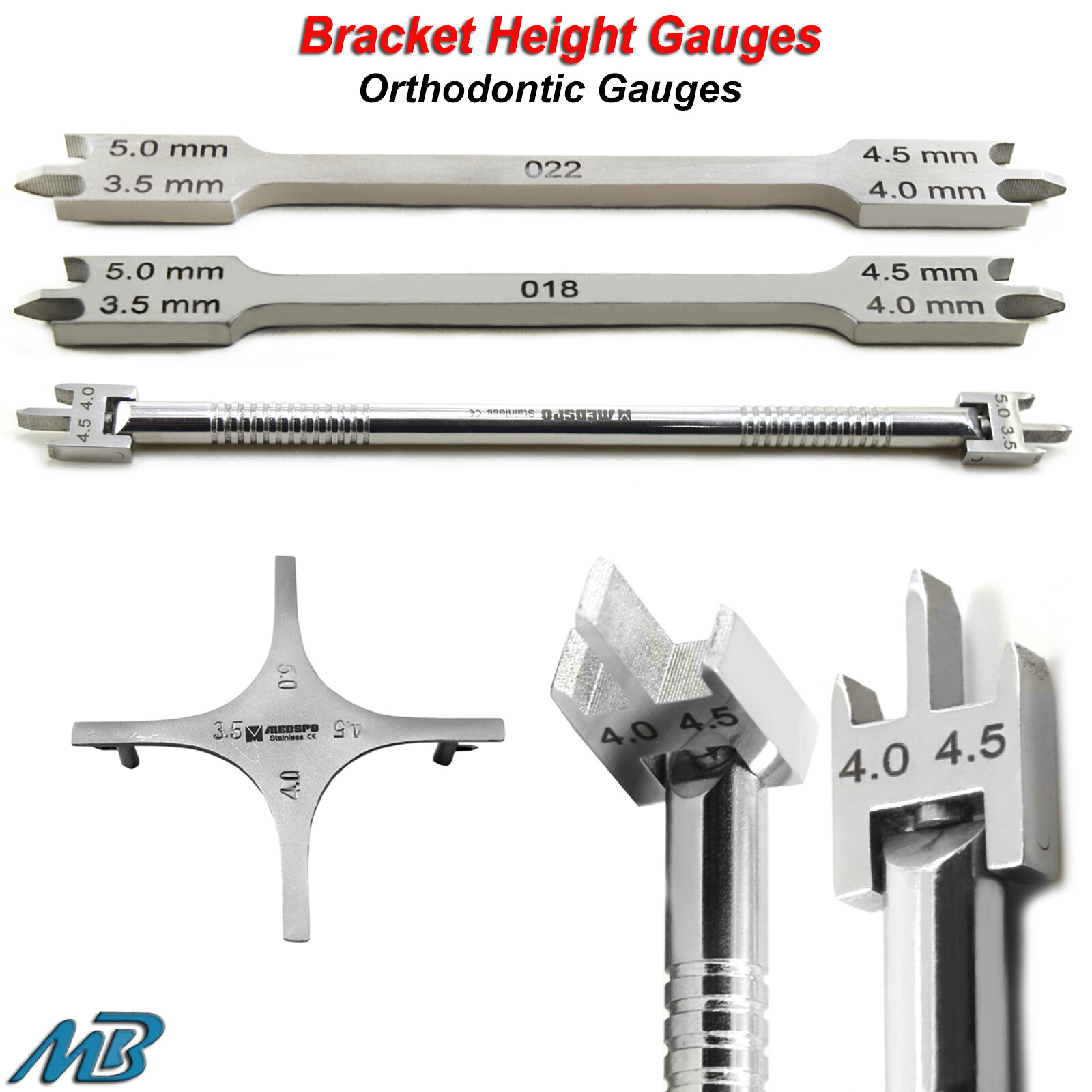 Orthodontic Bracket Height Gauges Positioning Adjustable Measuring Moveable Head