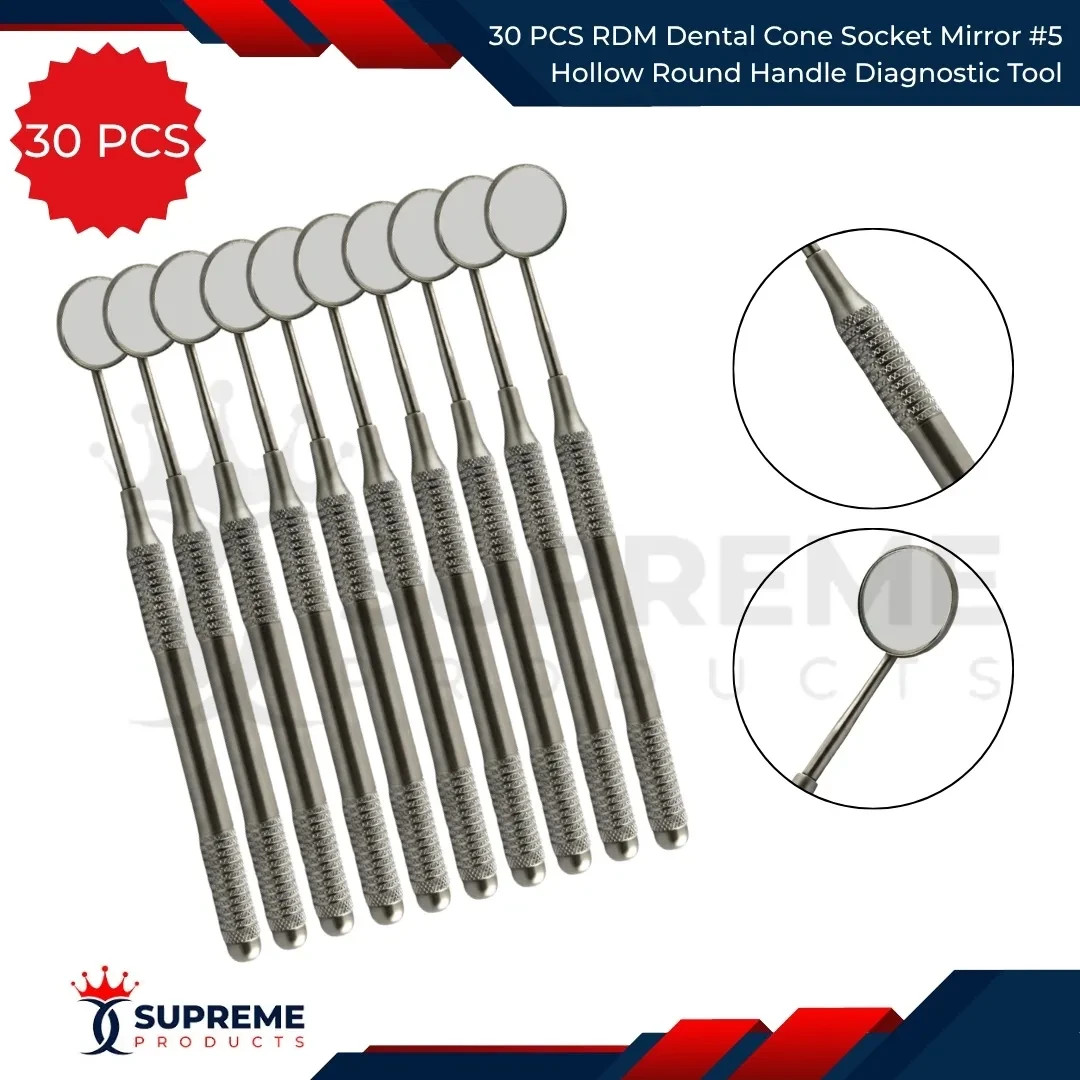 30 PCS RDM Dental Cone Socket Mirror #5 Hollow Round Handle Diagnostic Tool
