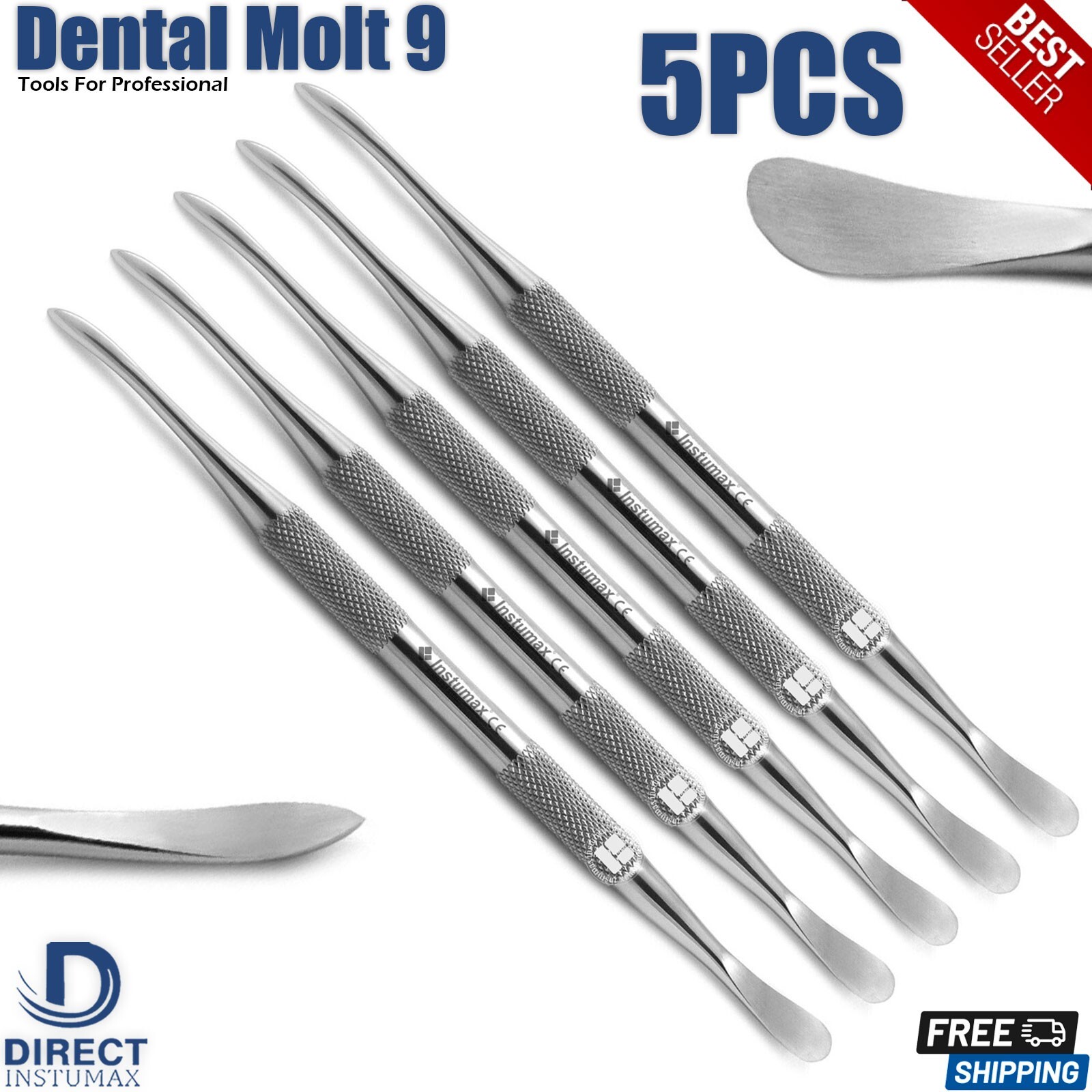 5PCS Dental Molt #9 Periosteal Elevator Surgical Reflecting Mucoperiosteum Tools