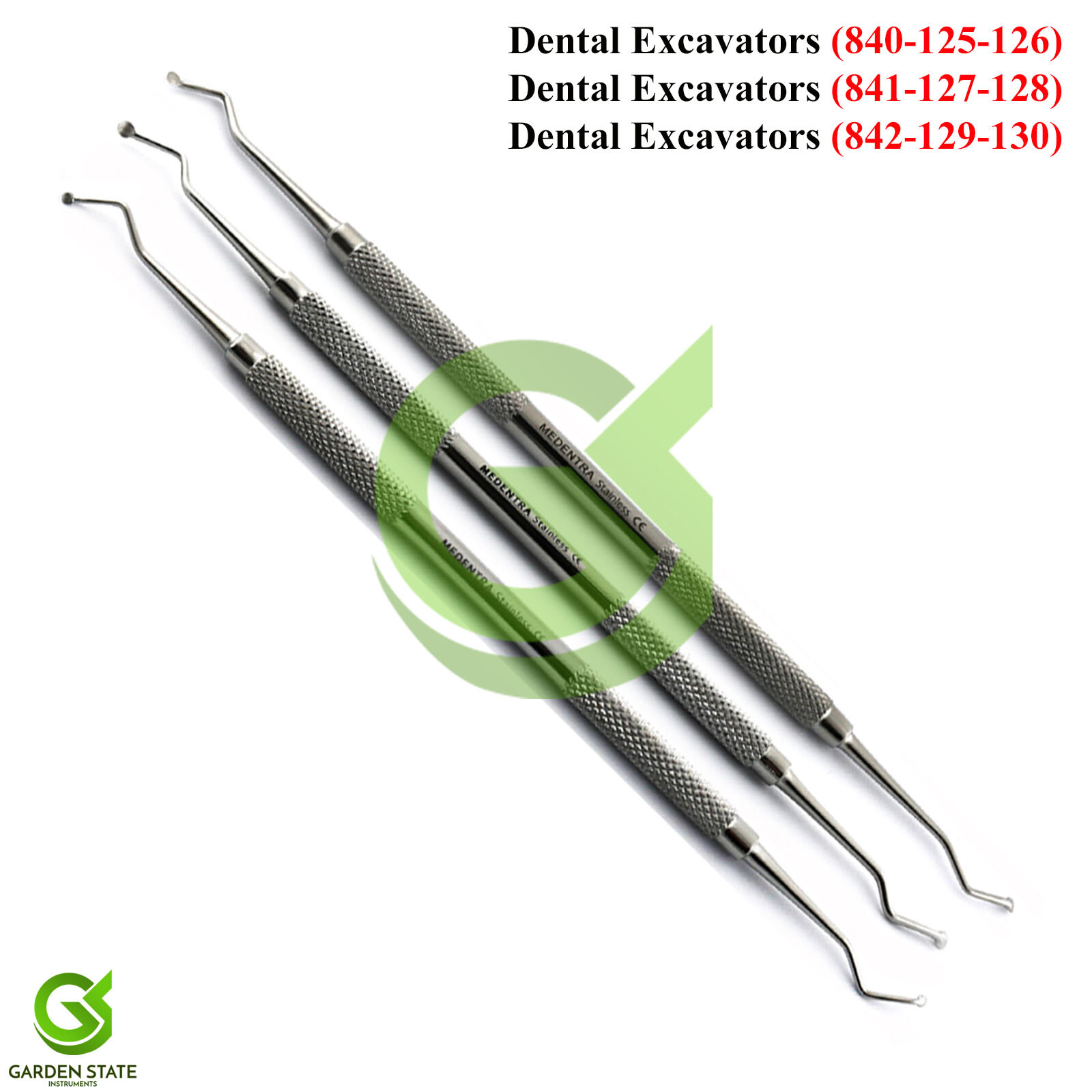 Set Of 3 Surgical Spoon Excavator Dental Restorative Tooth Cavity Preparation