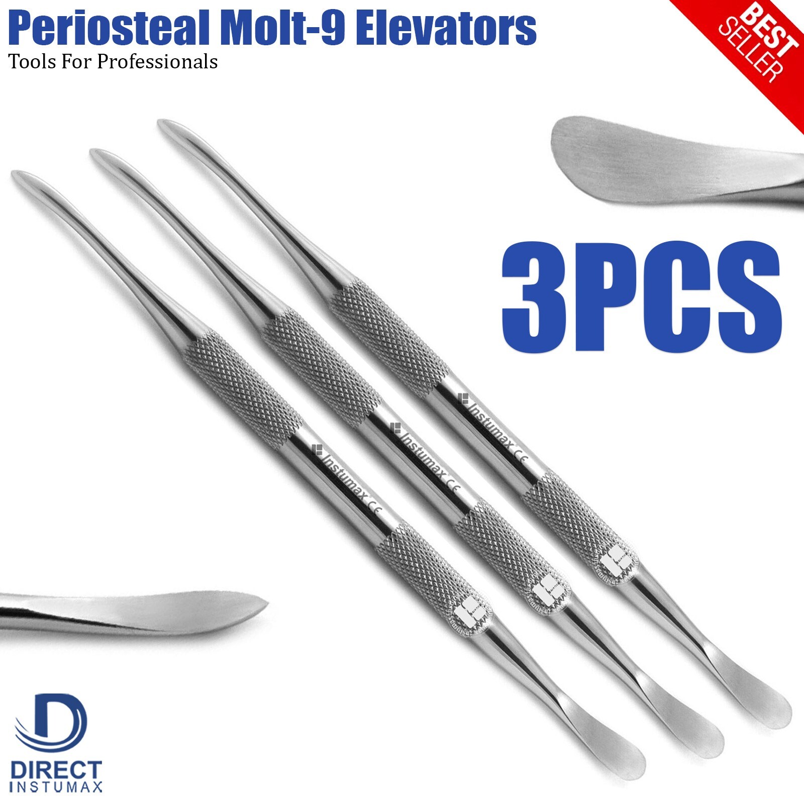 3 Pcs Periosteal Molt #9 Elevator Surgical Dental Instruments German Grade