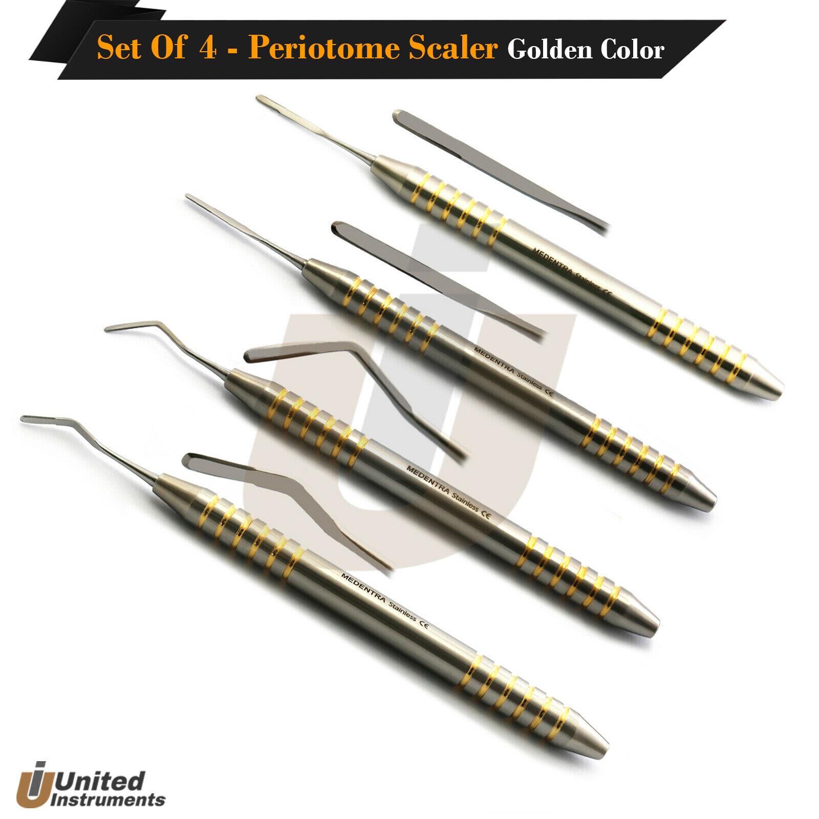 4Pcs Dental Periotome Scaler PDL Perio Ligament Atraumatic Tooth Extraction Tool