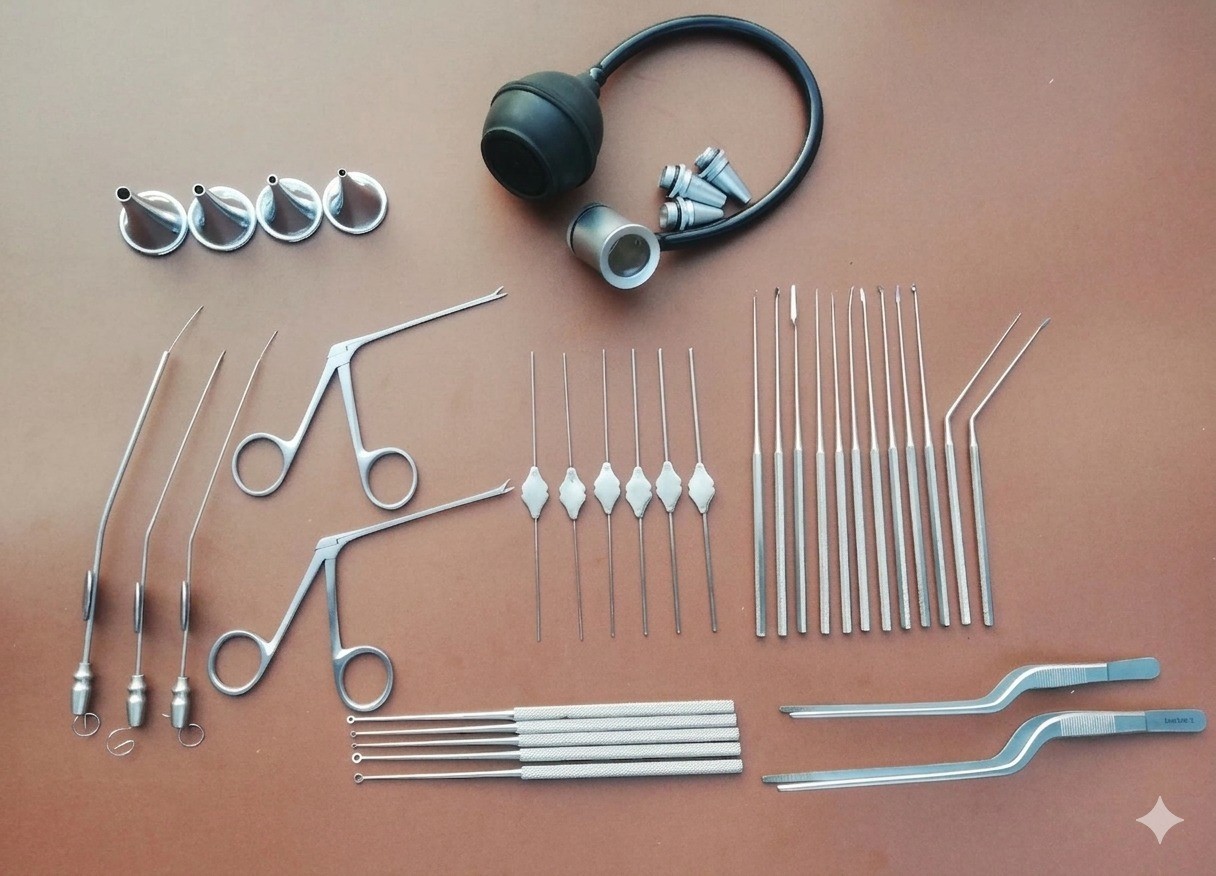 Micro Shea Hartman Ear Forceps Cannula and Barren Suction Tube Ent Set Of 36Pcs