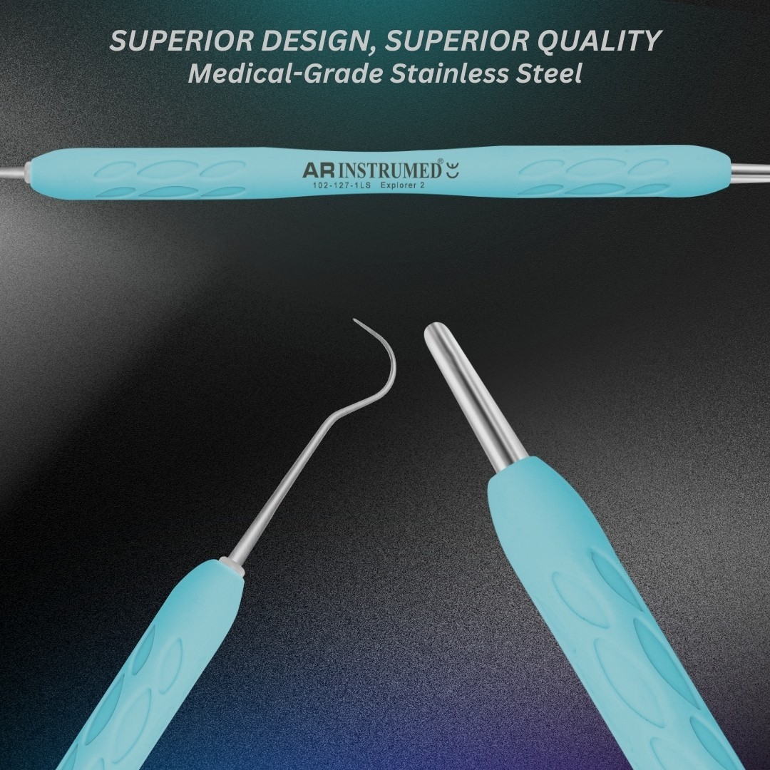 AR Silicone Coated Dental Explorer 2 Extra Thin Diagnostic Single-Ended Tool