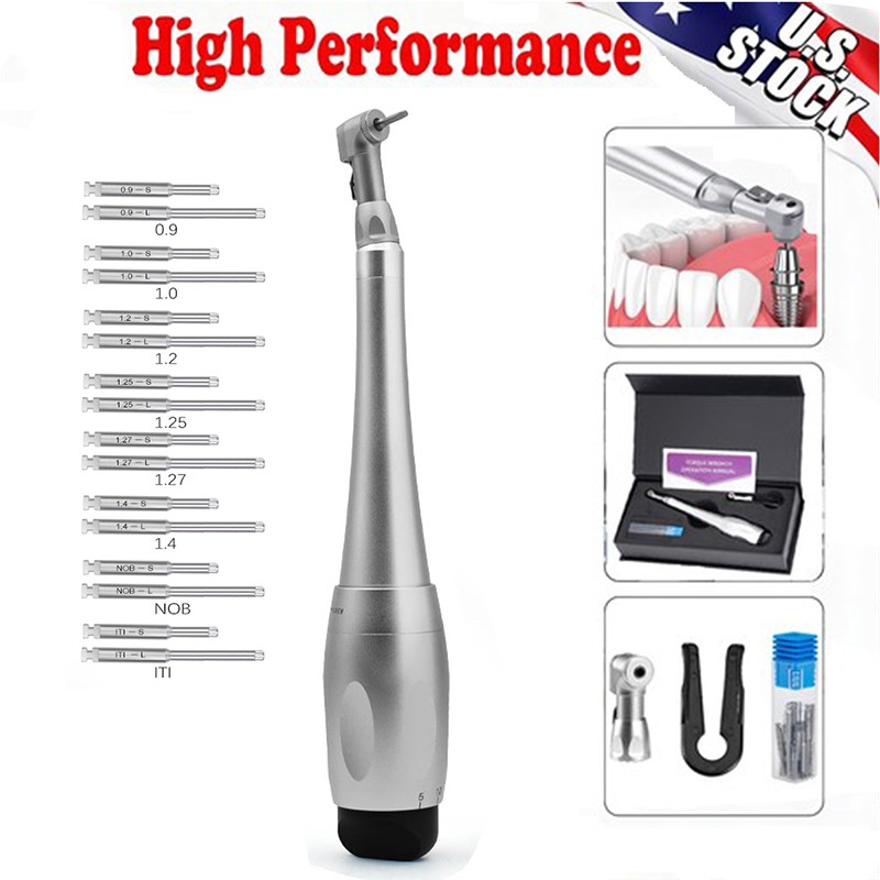 Dental Universal Implant Kit Torque Wrench Contra Angle Handpiece & 16 Drivers