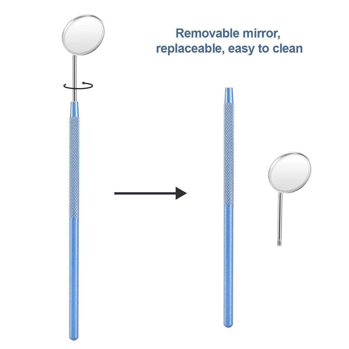 8Pcs/Set Dental Removable Stainless Steel Colorful Mouth Mirrors Non-slip Handle