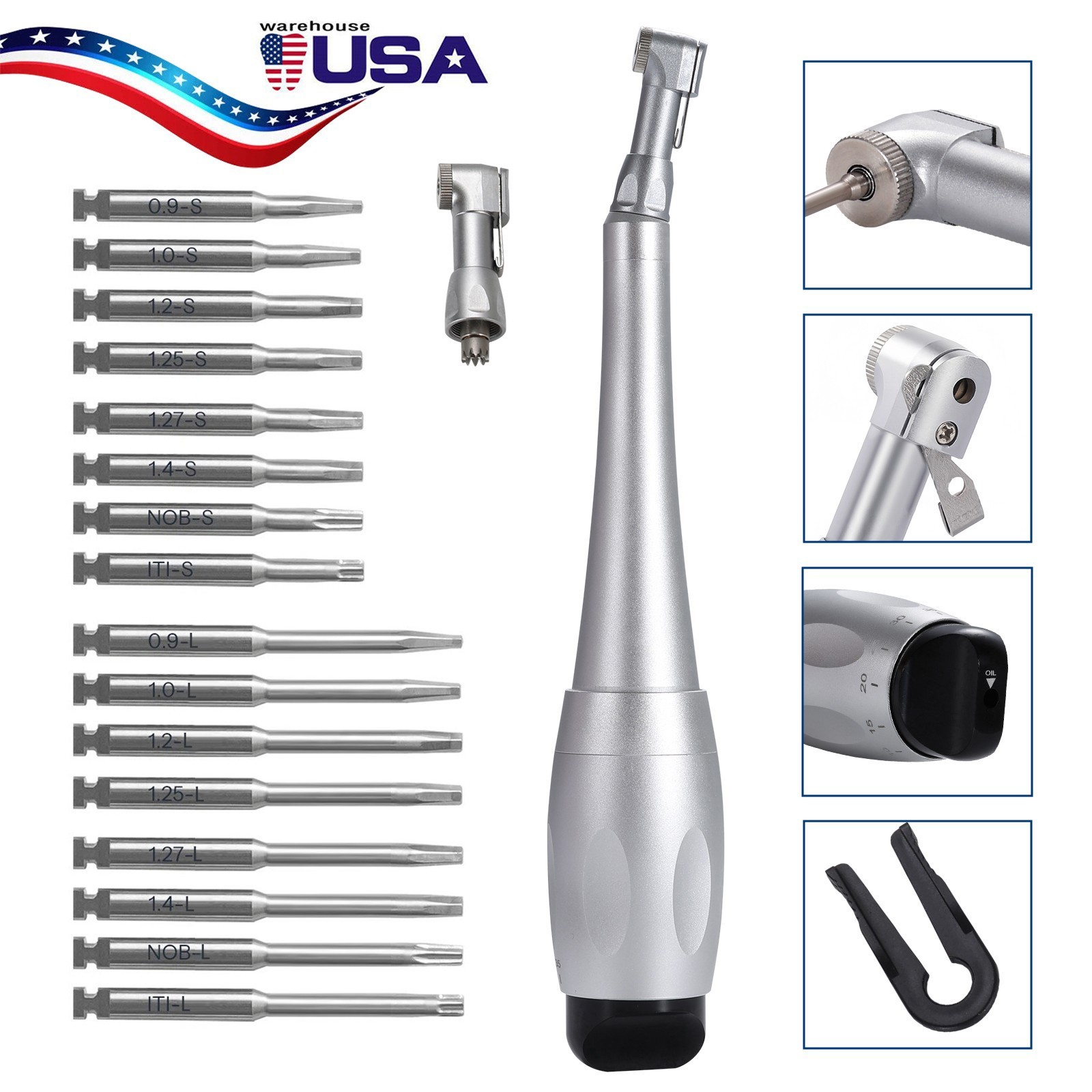 Dental Universal Implant Kit Torque Wrench Contra Angle & 16PCS Drivers