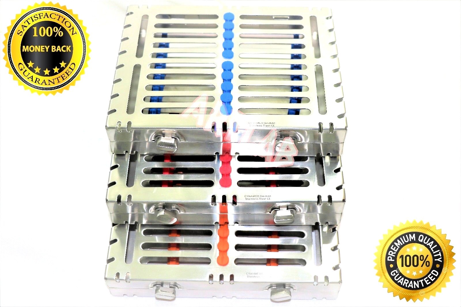 3 DETACHABLE DENTAL AUTOCLAVE STERILIZATION CASSETTES RACK BOX FOR 10 INSTRUMENT