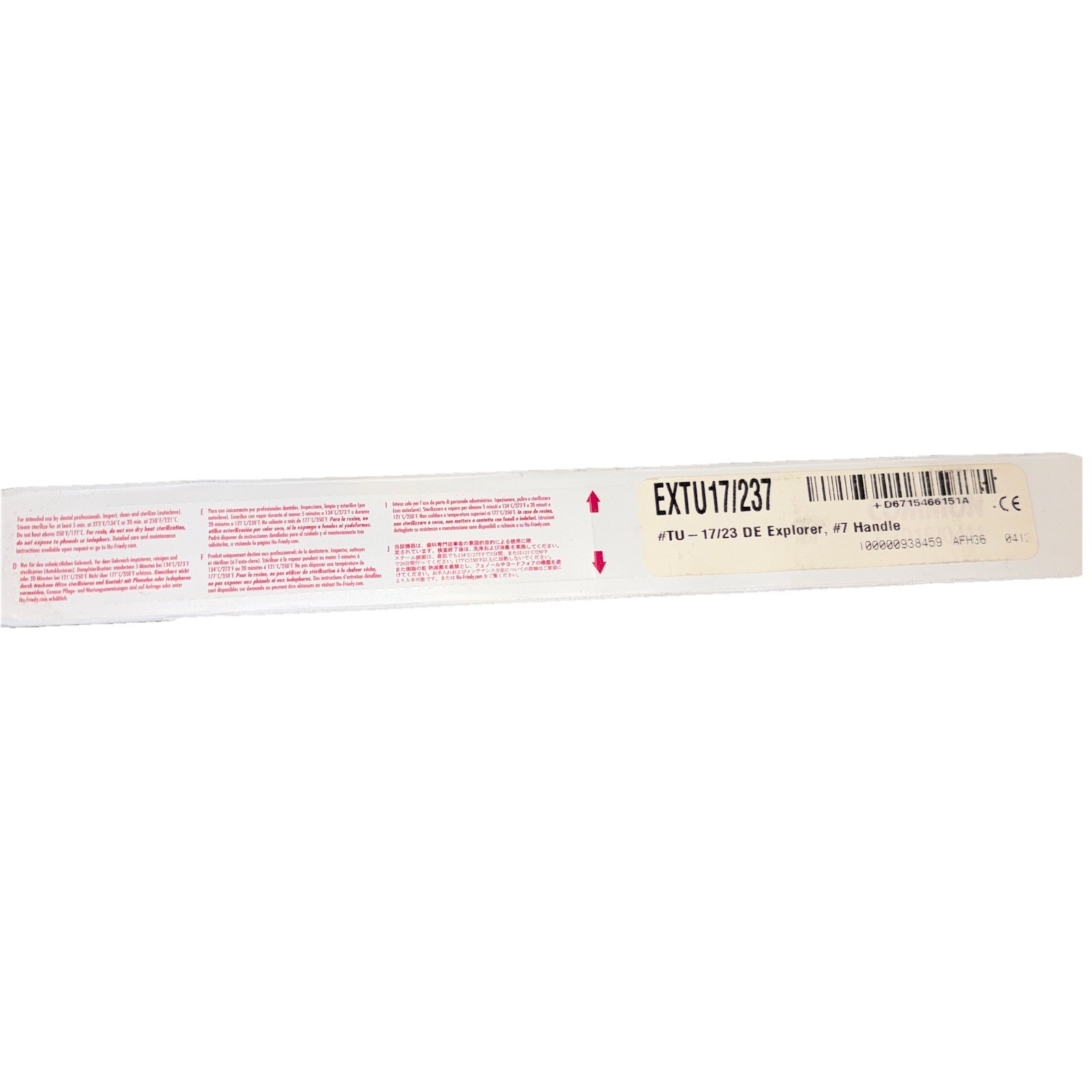 Hu Friedy EXTU17/237 Dental Explorer TU-17/23 DE #7 Handle Sealed New USA