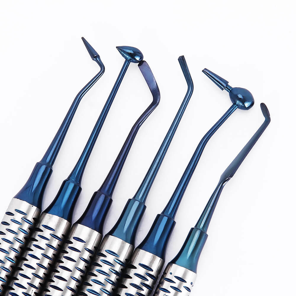 6pcs Dental Blue Titanium Coated Restorative Composite Filling Instruments ASX
