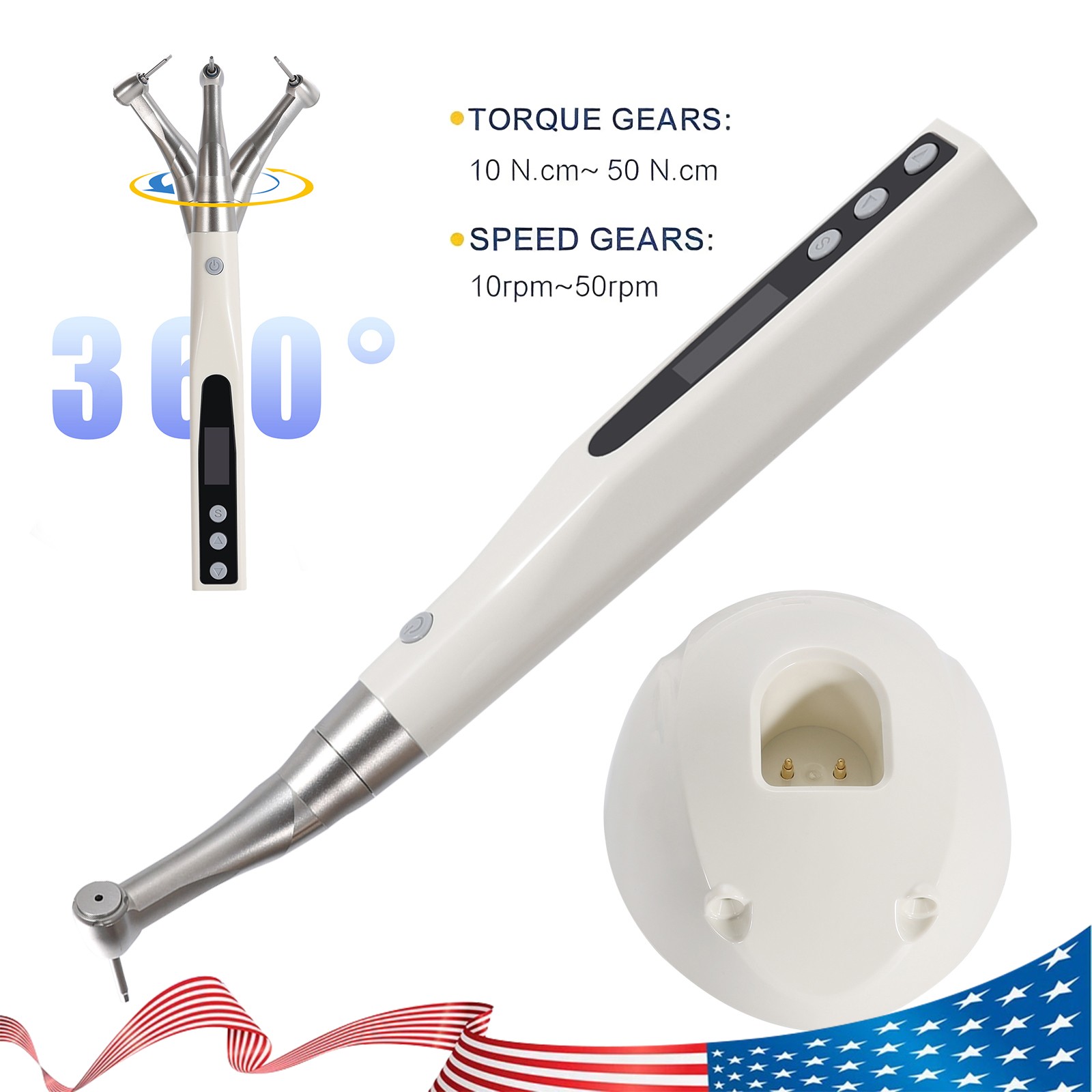 Dental Wireless Implant Electric Torque Wrench Handpiece Tool 360° Rotate Driver