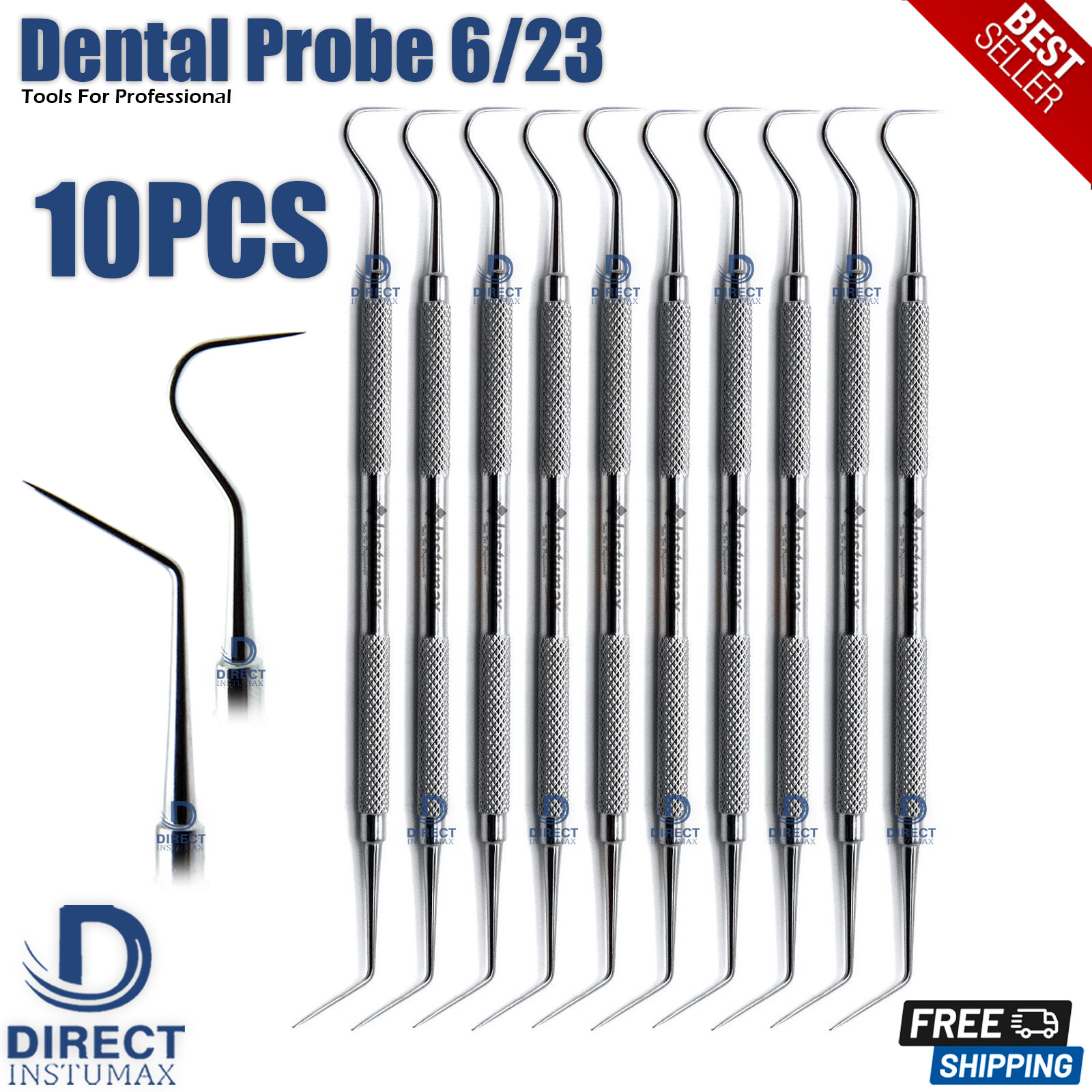 Probe 6/23 Dental Examination Dentist Pick Tools Double Ended Dental Instruments