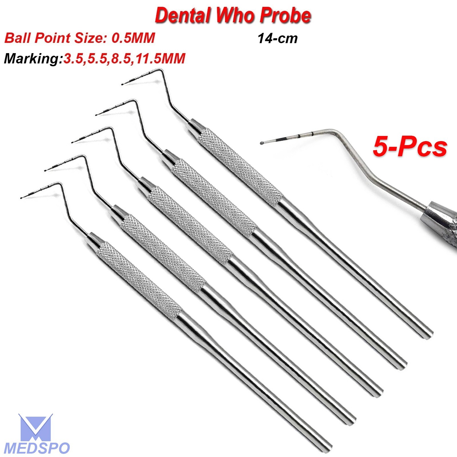 Dental Who Probe Color Coded Marking Perio Periodontal Depth Measuring Tools