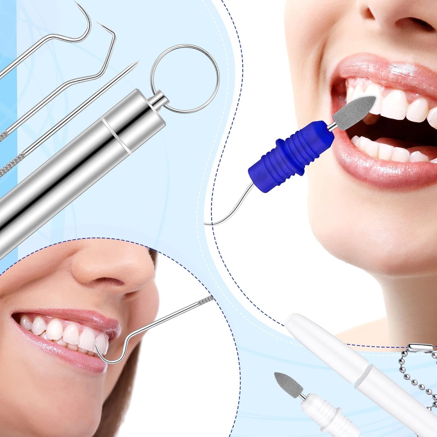 Honeydak 5 Pieces Dental Tools Travel Dental Pick Metal Tooth Scraper Profession