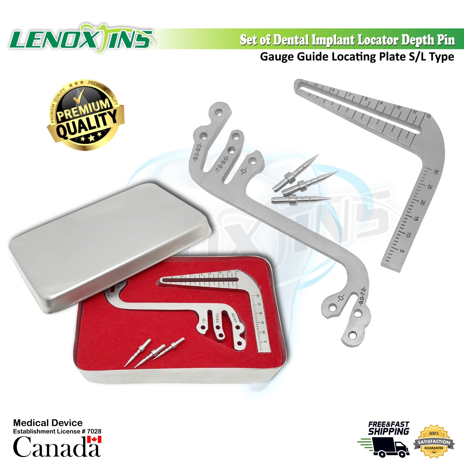 Set of Dental Implant Locator Depth Pin Gauge Guide Locating Plate S-type L-type