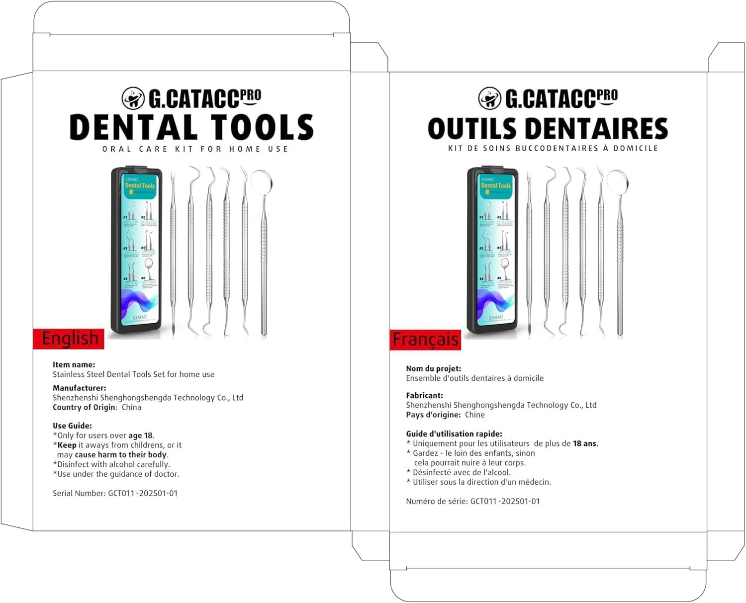 Dental Tools, Dental Pick for Teeth Cleaning, Stainless Steel Hygiene Kit with T