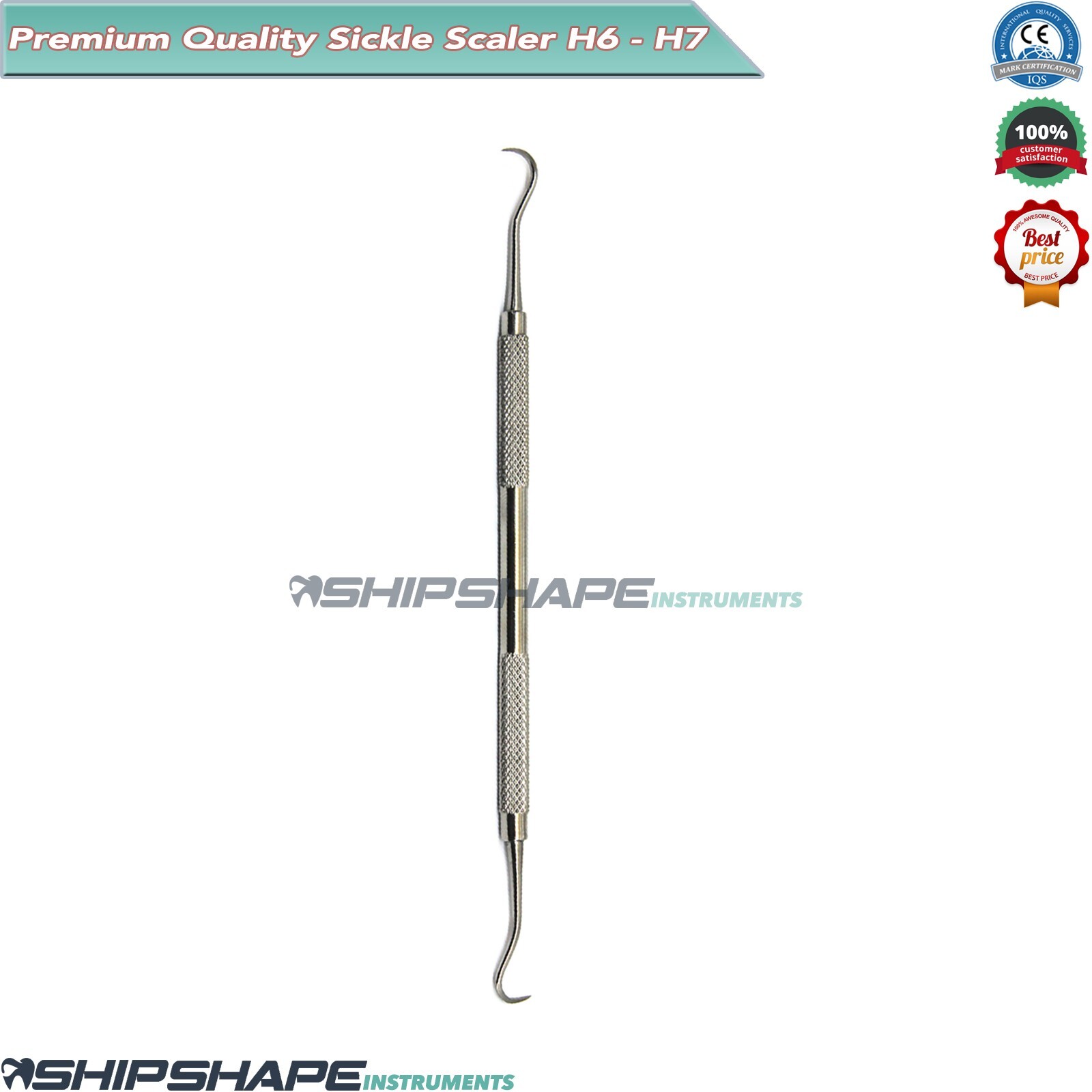 H6-H7 Sickle Scaler Plaque Tartar Calculus Remove Double Ended Dental Instrument