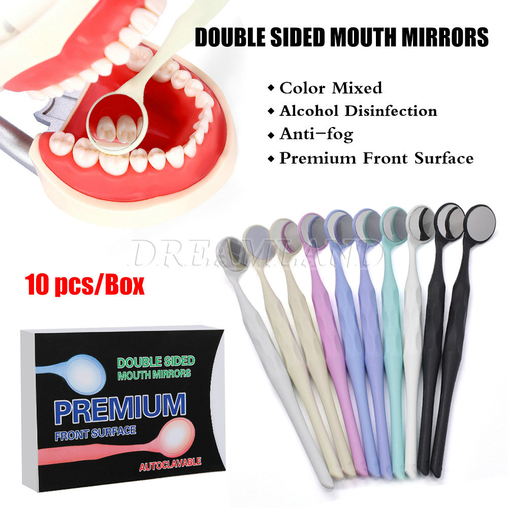 1-10 Pcs Dental Autoclavable PREMIUM Mouth Mirrors Front Surface 7 Colors