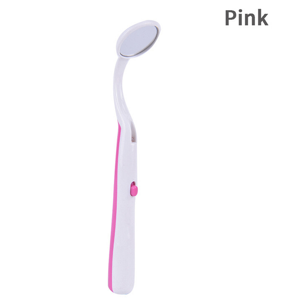 Dental Mouth Mirror With LED Light Reflector Odontoscope Teeth Inspection Pink