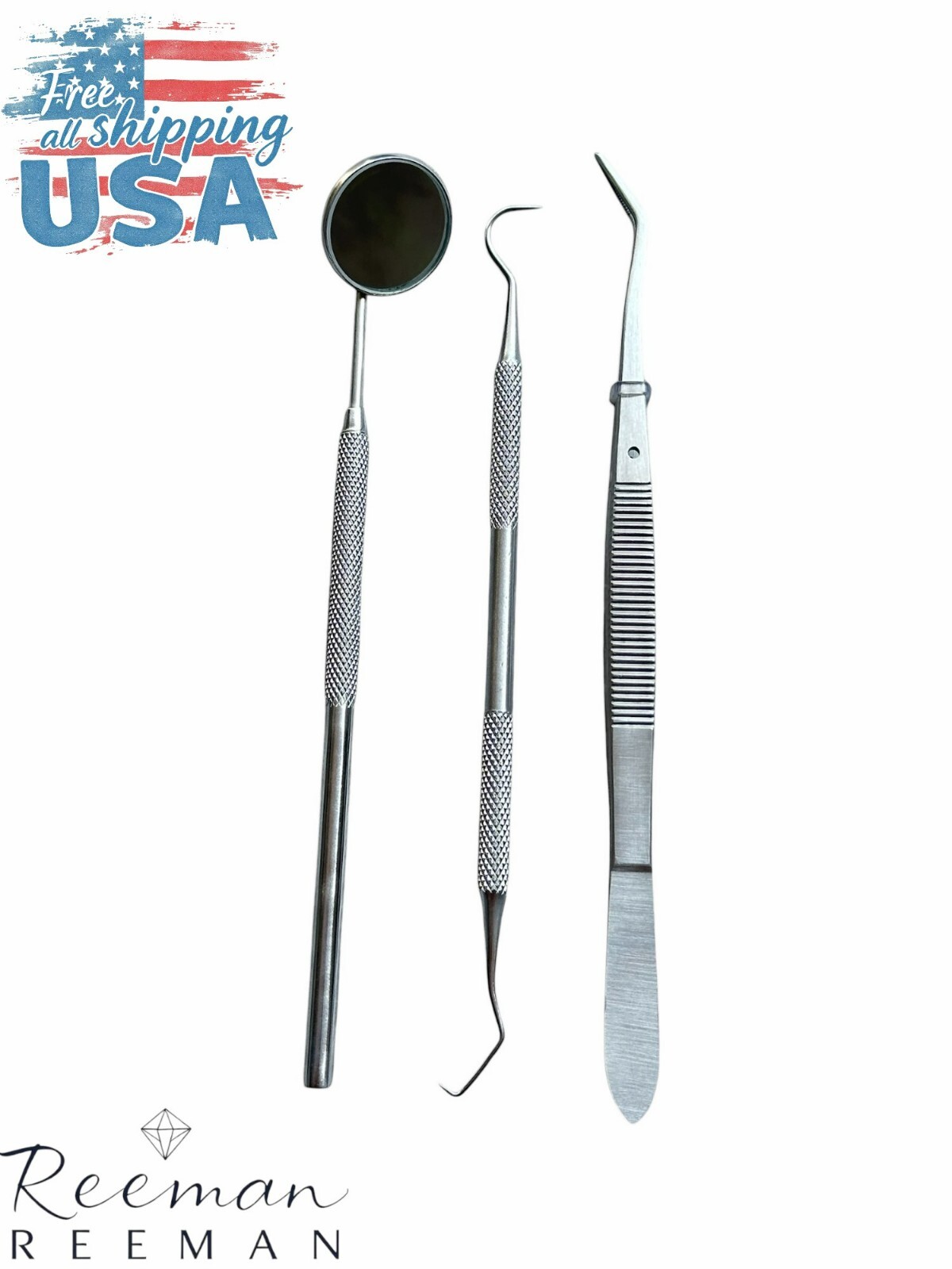 Dental Cleaning Kit Stainless Steel Dentist Tools for Dental Treatment 3 pcs.