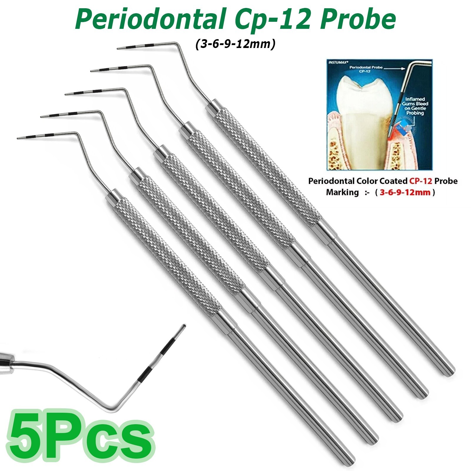 Dental Periodontal Probe Cp-12 Marking Probes Dental Perio Probe Set Of 5PCS