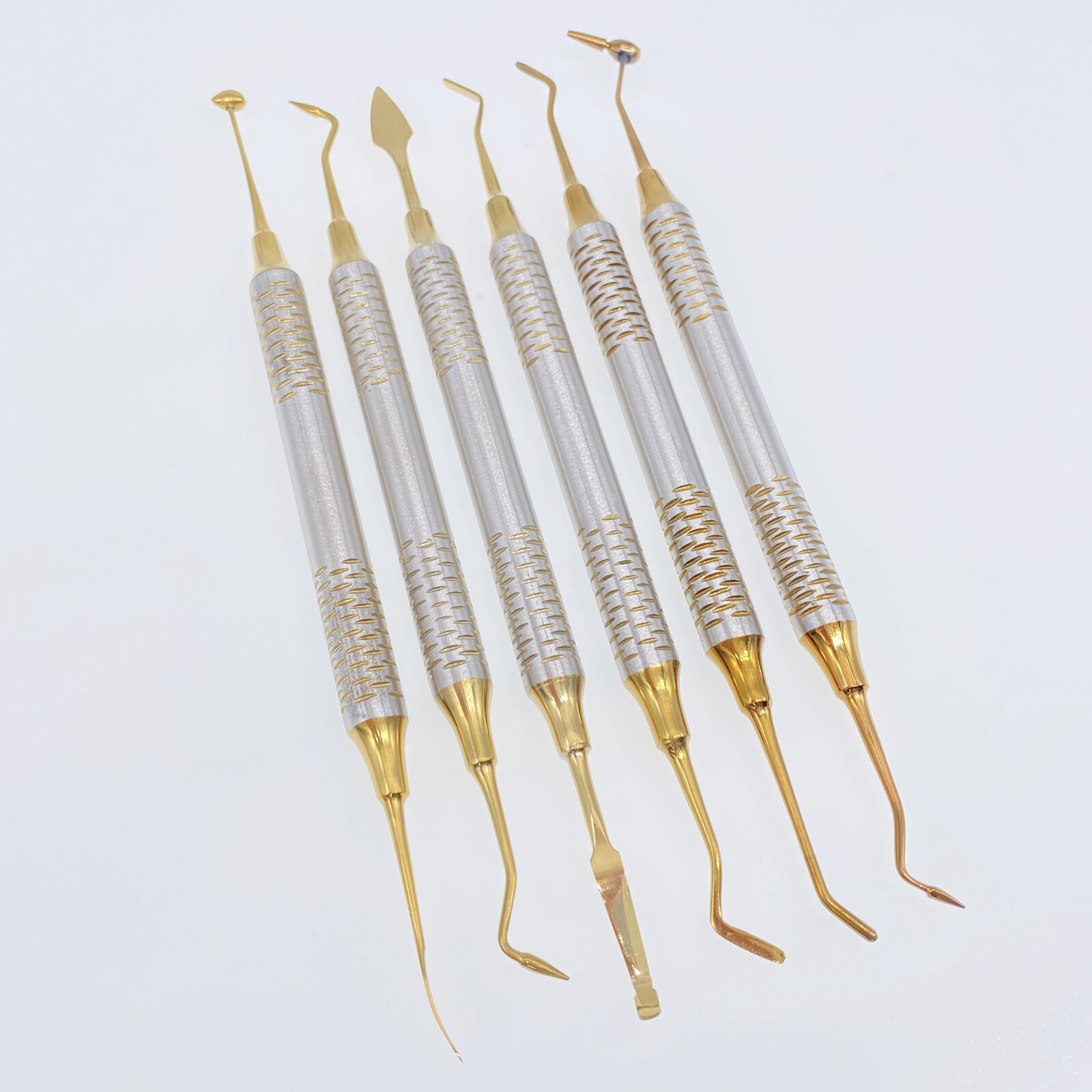 6 Pcs Dental Composite Filling Instrument Gold Coated Restorative Kit